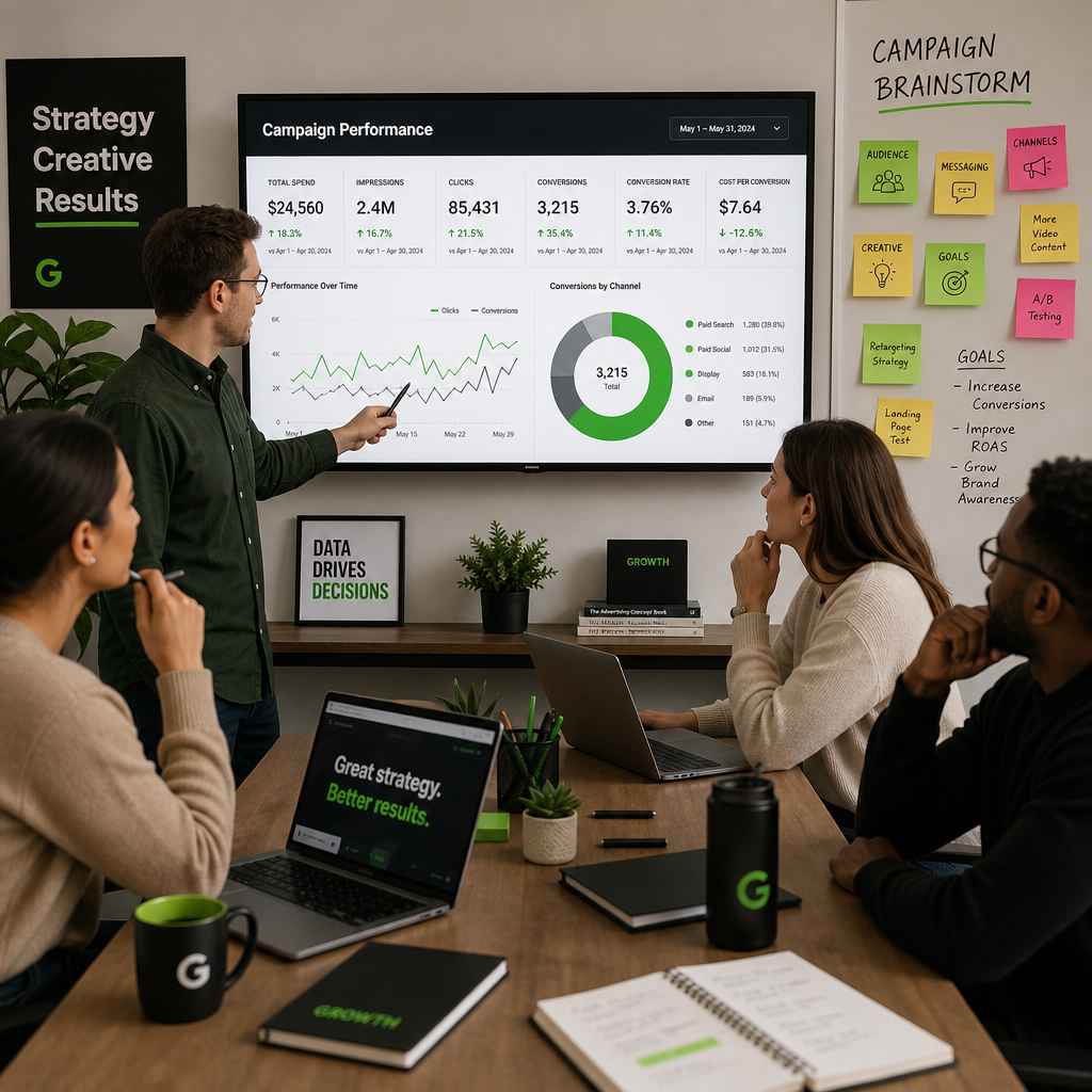 Expert marketing team brainstorming integrated campaign strategy